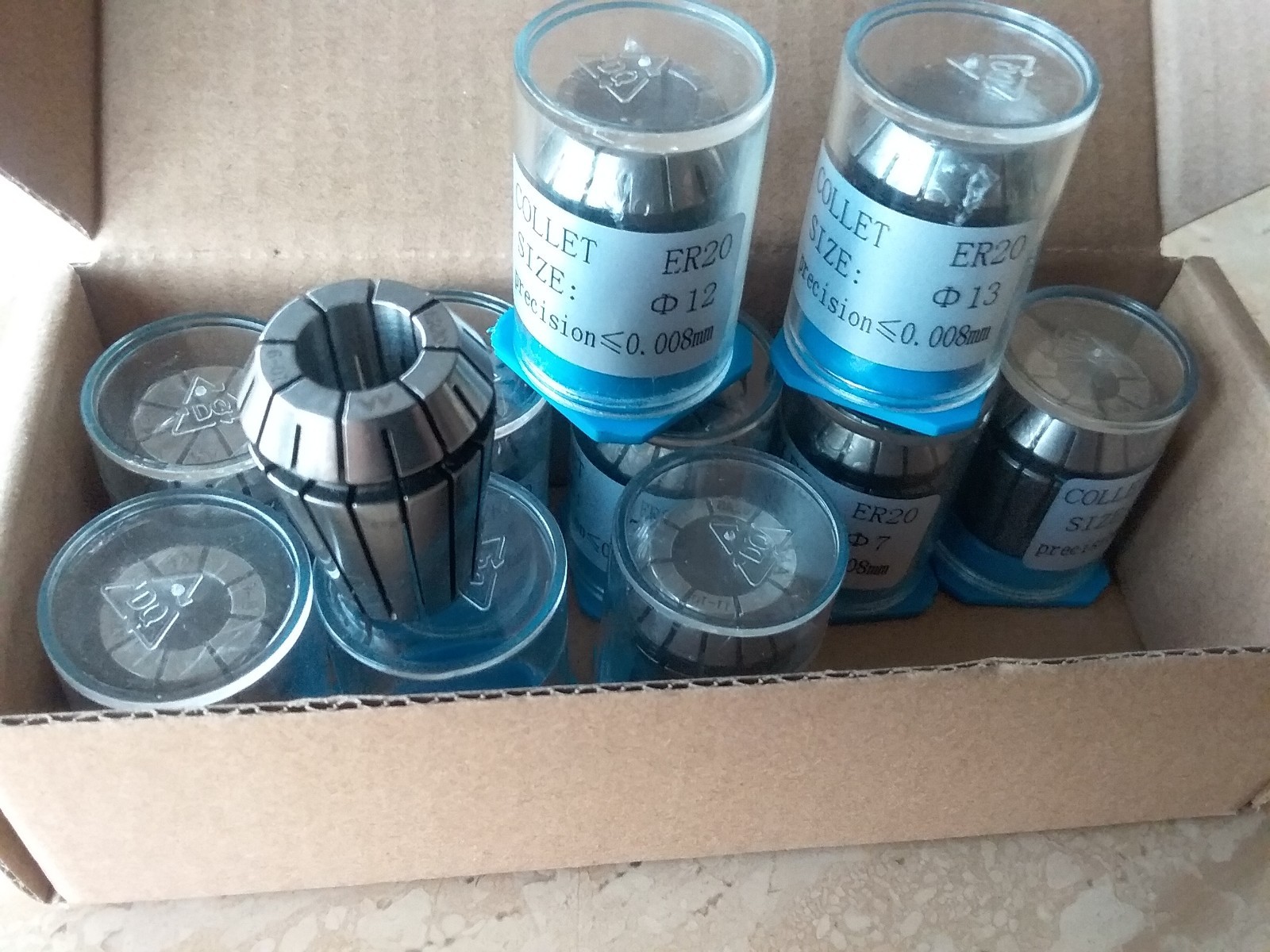 10pcs ER20 metric collet set, collets 4mm – 13mm, 0.008mm TIR #ER20-SET10M-NEW