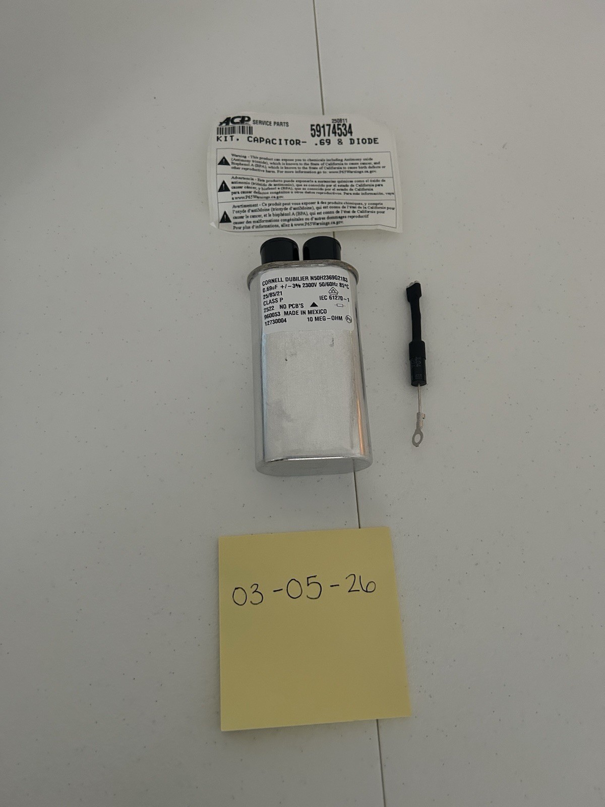 Amana Menumaster Kit, Capacitor- .69 Diode 59174534
