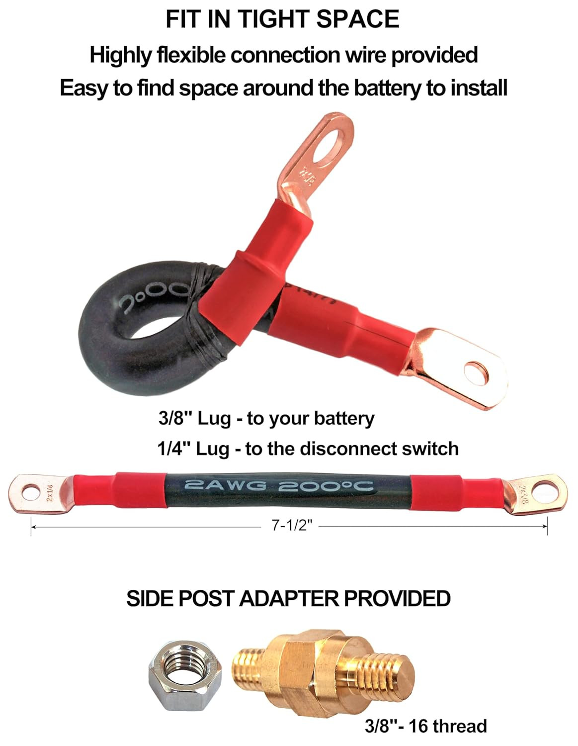 Side Post Remote Battery Disconnect Switch 12V Heavy Duty 200/1000A On/Off | 3/8