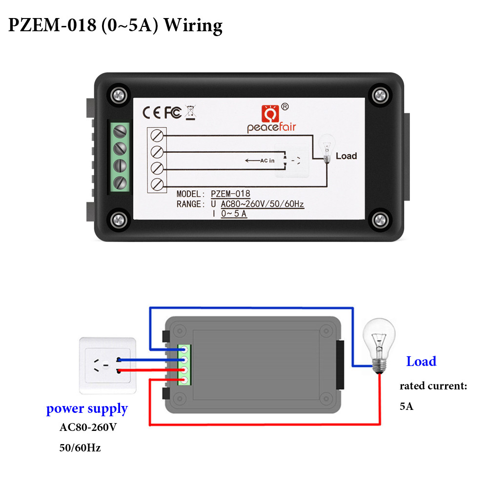 AC 80-260V 5A 10A 100A Voltage Amp Frequency Power Factory Energy Panel Meter