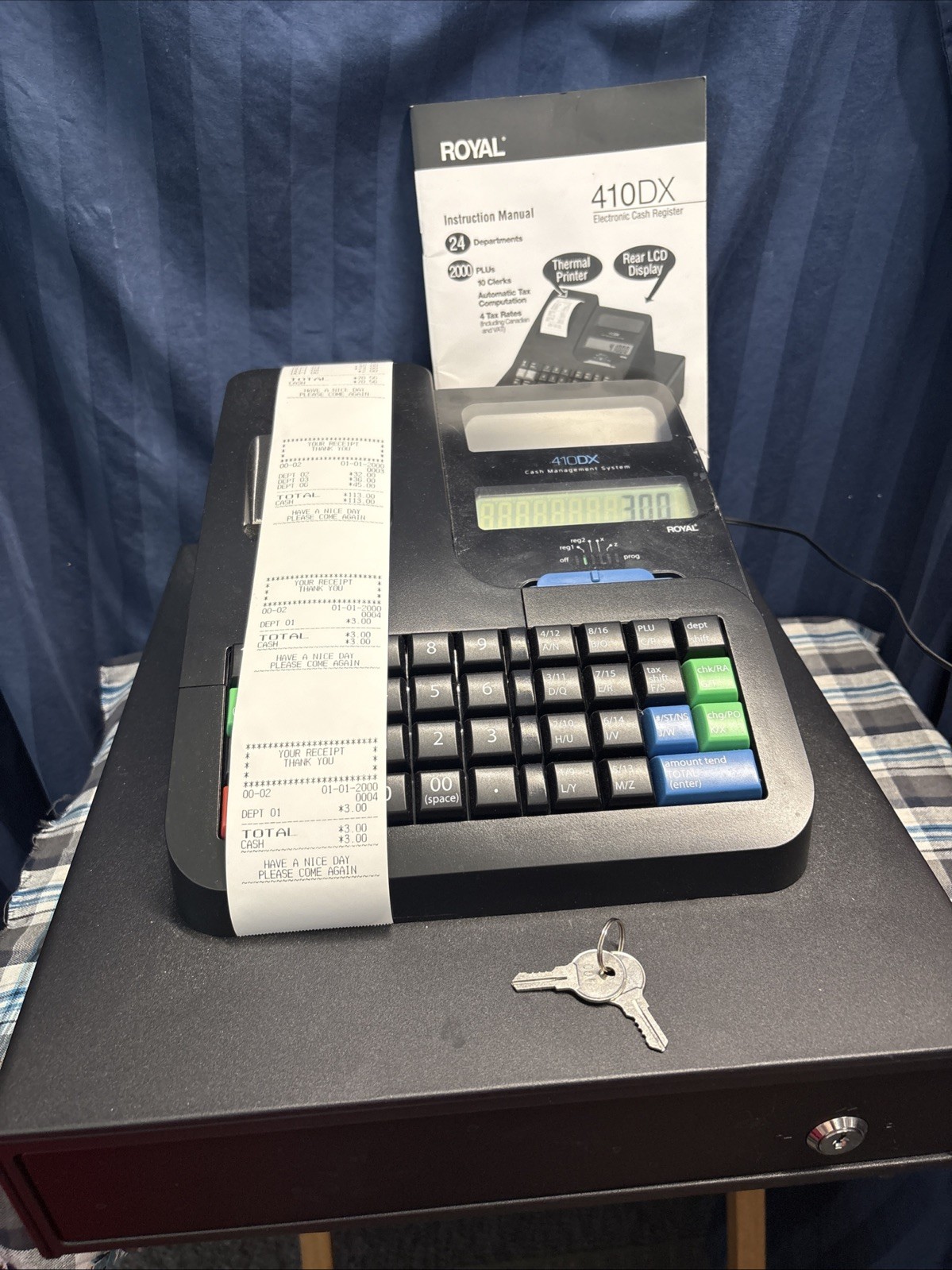 Used Royal 410DX Electronic Cash Register White, W/MANUAL please read E4