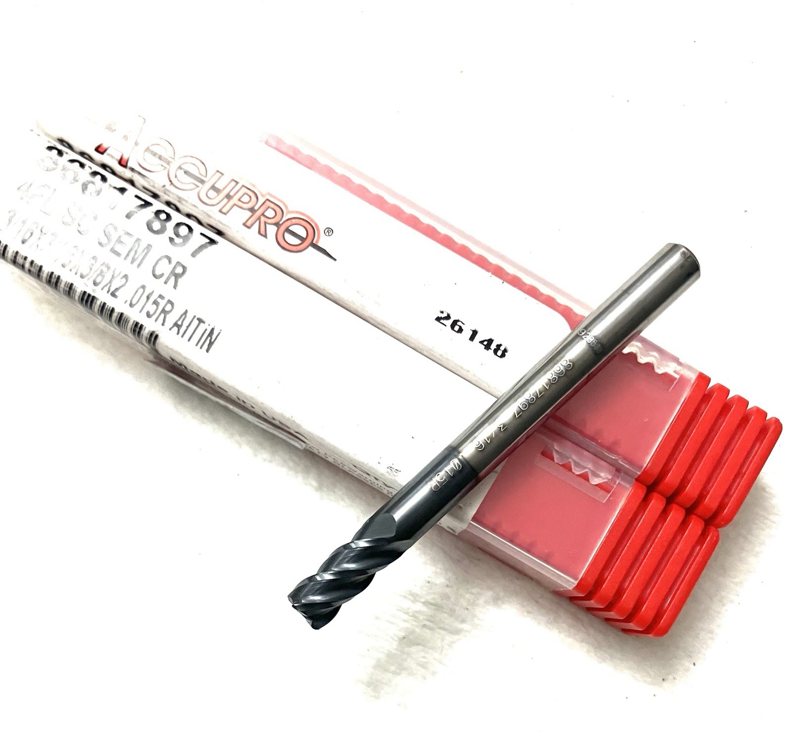 5PC Accupro 3/16″ 4FL Corner Radius End Mill .015R Carbide AlTiN 86817897 NEW