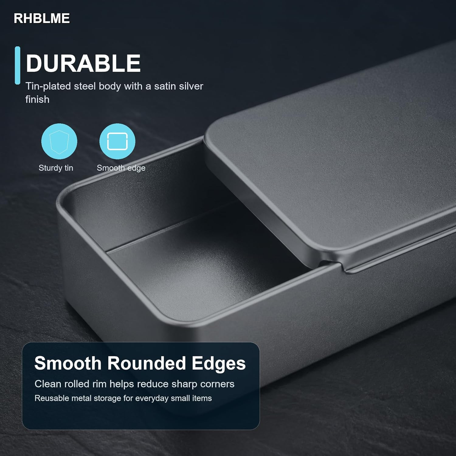 12 Pack Rectangular Tin Boxes with Lids, 4.9 X 3.6 X 1.8 Inch Empty Metal Tin Co
