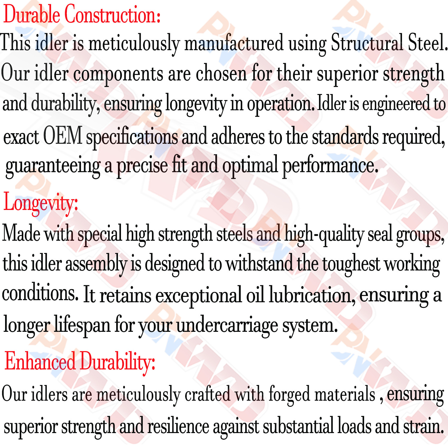 2x Rear Idler/Roller Fits Bobcat T870 Undercarriage Compact Track Loader 6698049