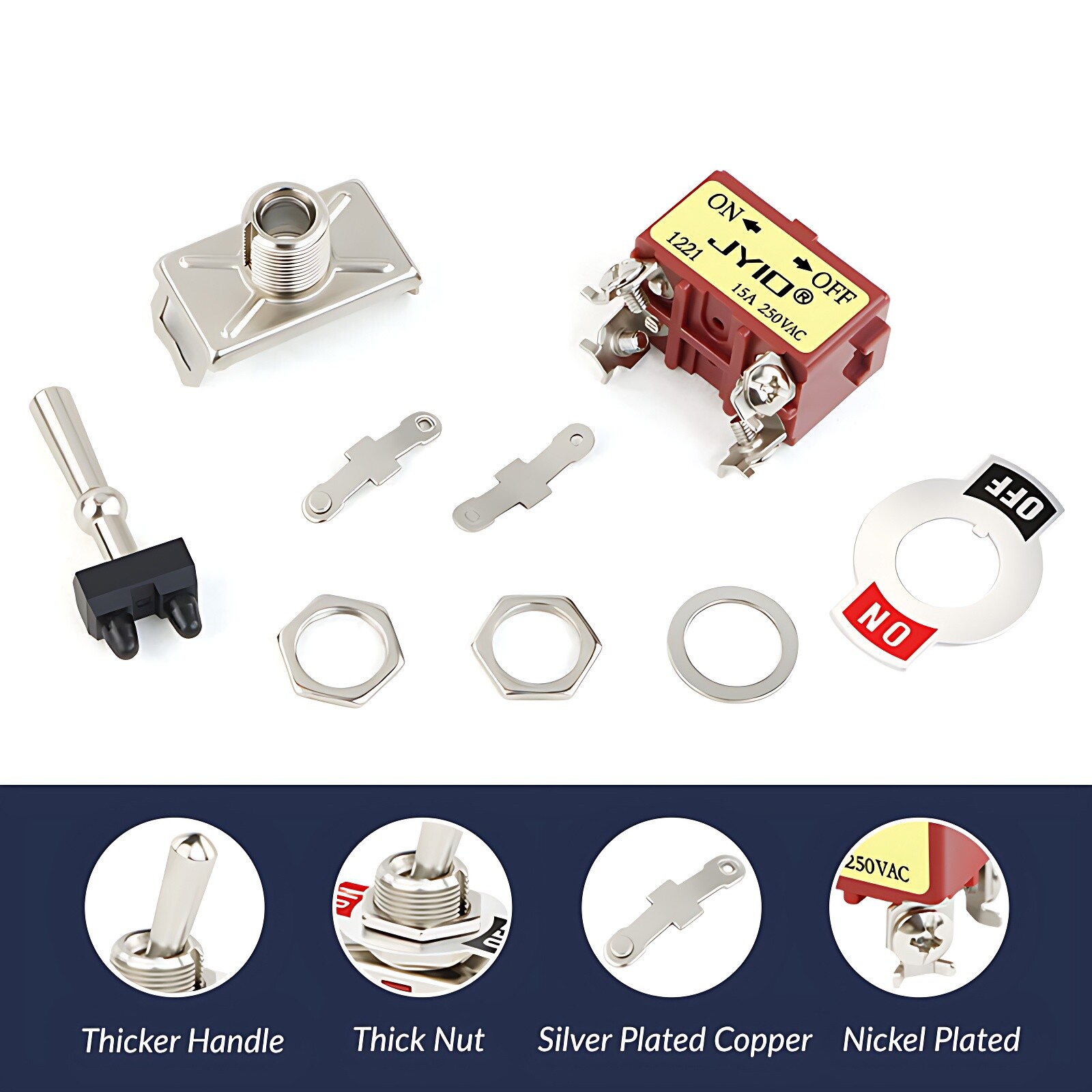 Heavy Duty Metal Toggle Switch On-Off / On-Off-On 15A 250Vac For Car Dash Boat
