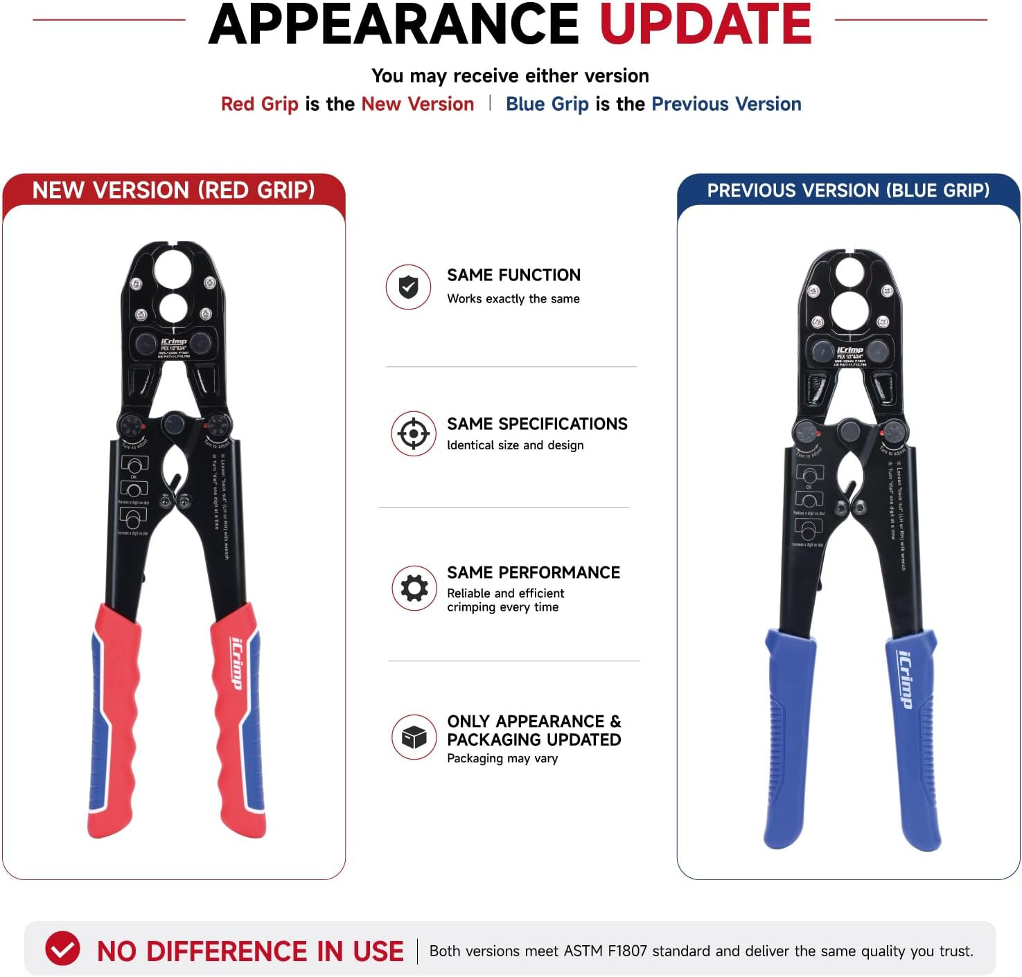 Icrimp PEX Pipe Crimping Tool, Convertible 1/2″ & 3/4″ Jaws | Convertible 1/2″ &