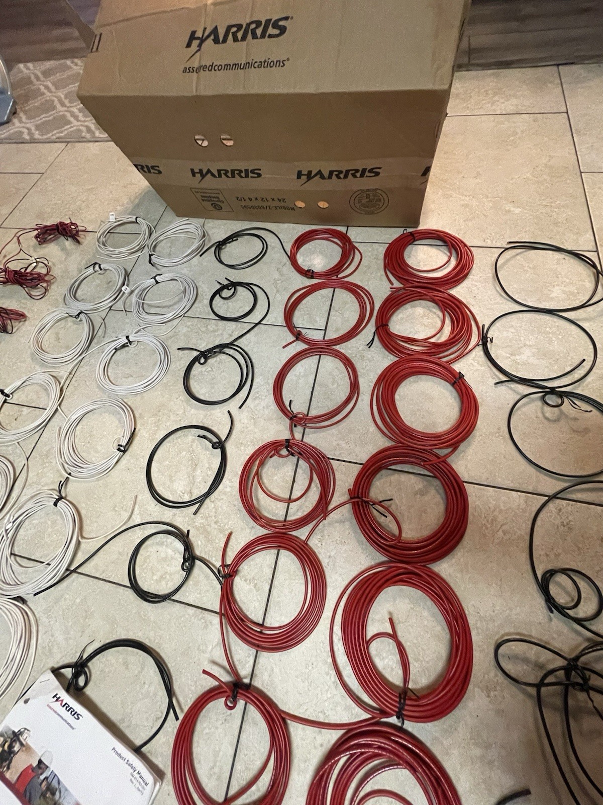 Harris Radio Power Install Kit Boat Cable Lot 10g 12g 18g Red Black White Ground