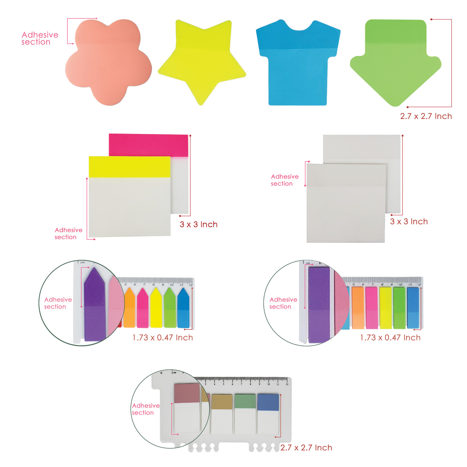 1200 Pcs Transparent Sticky Notes – Cute Sticky Notes Box Pack with Sticky Tabs