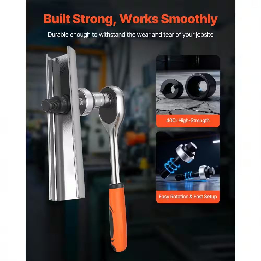 Knockout Punch Set, 40 Cr Steel Ko Tool Kit, 1/2 to 2 In. Slug-Buster Ratchet Kn