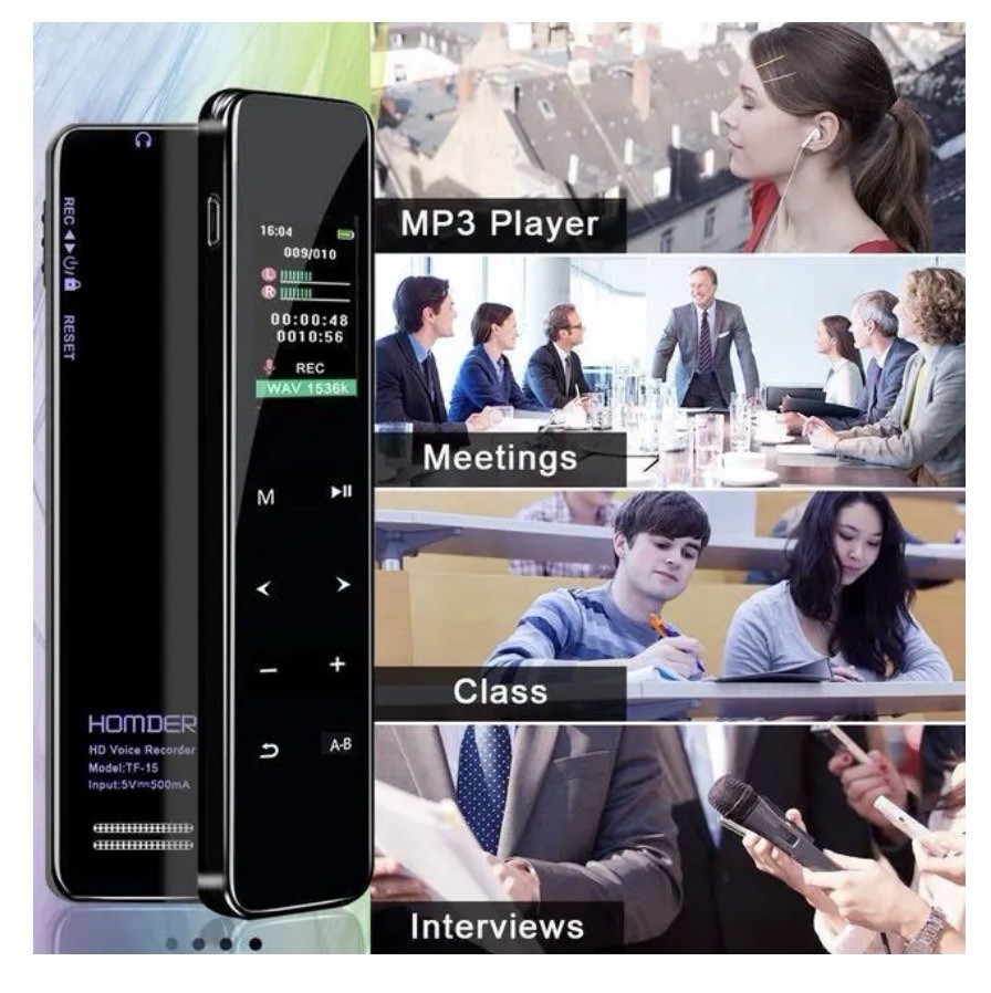 Homder 16GB Digital Voice Recorder Touch Screen 1536kbps Audio Dictaphone TF15