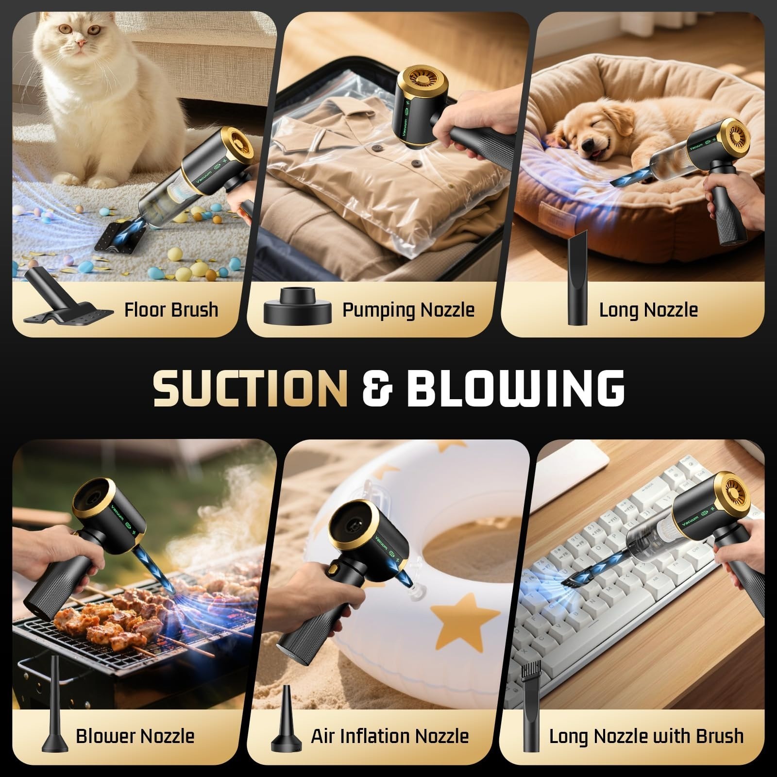 Cordless Handheld Vacuum Cleaner with HEPA Filter & 16000Pa Suction