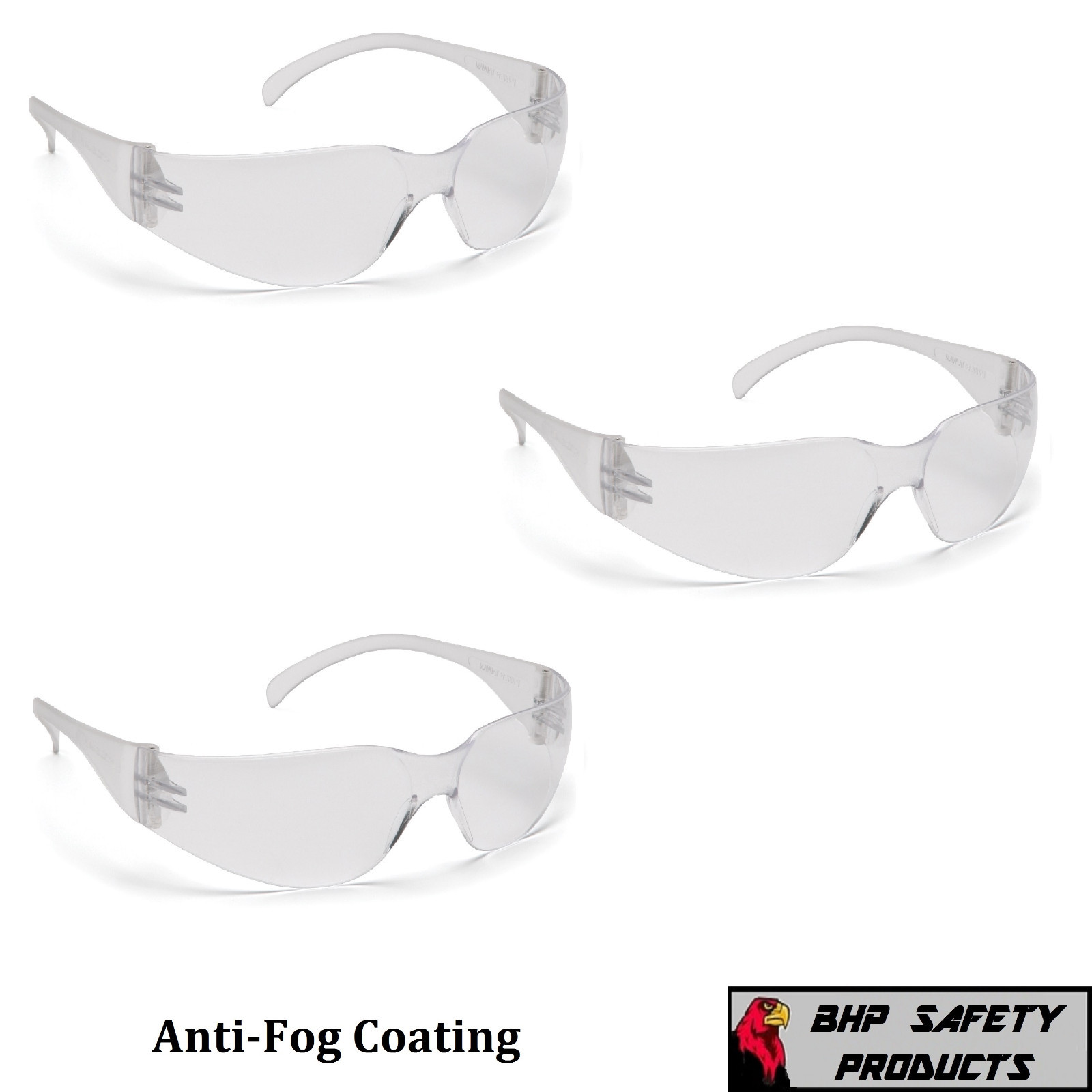 (3 PAIR) PYRAMEX INTRUDER SAFETY GLASSES CLEAR ANTI-FOG LENS SPORT WORK S4110ST