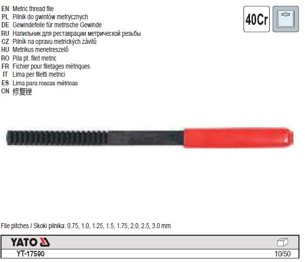 Yato Thread File for Metric Threads YT-17590