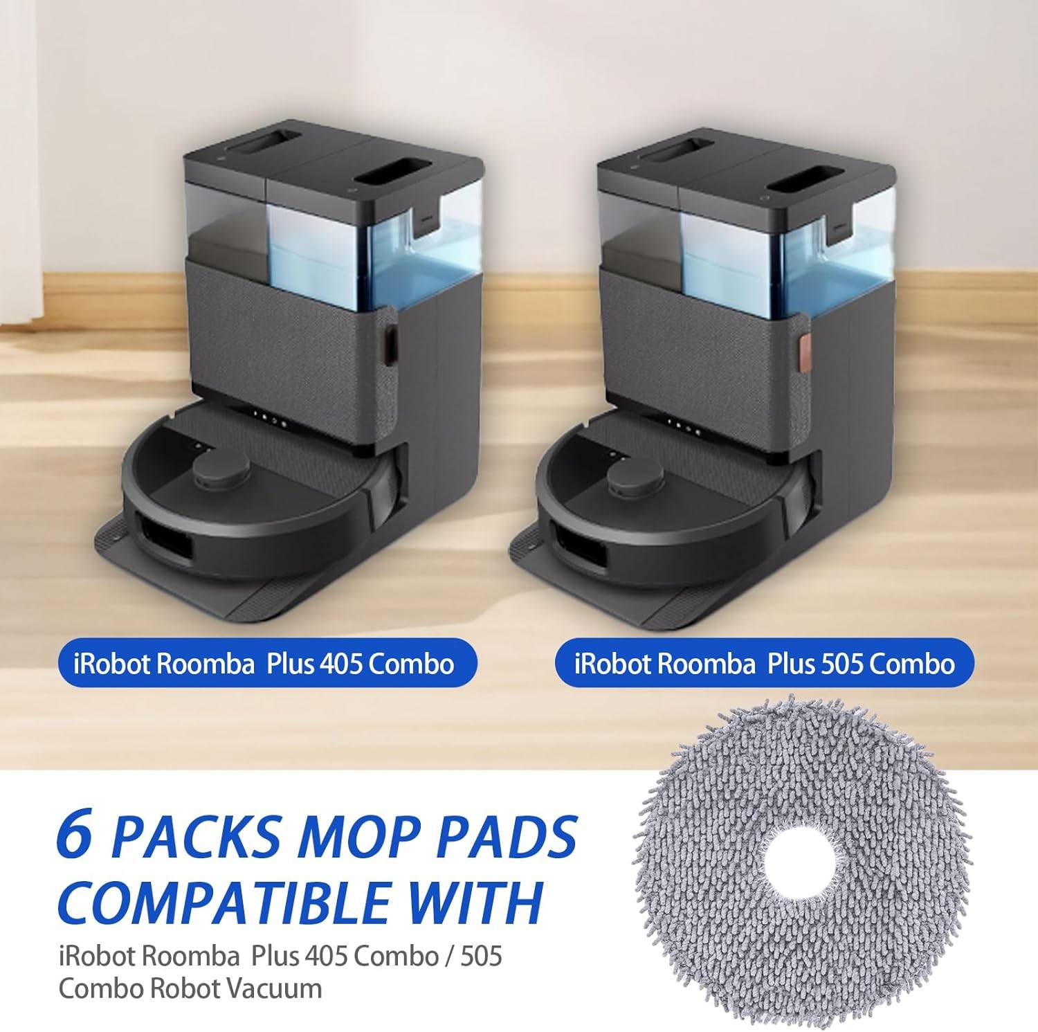 6 Pack 405/505 Replacement Mop Pads for iRobot Roomba Plus 405/505 Combo Robot