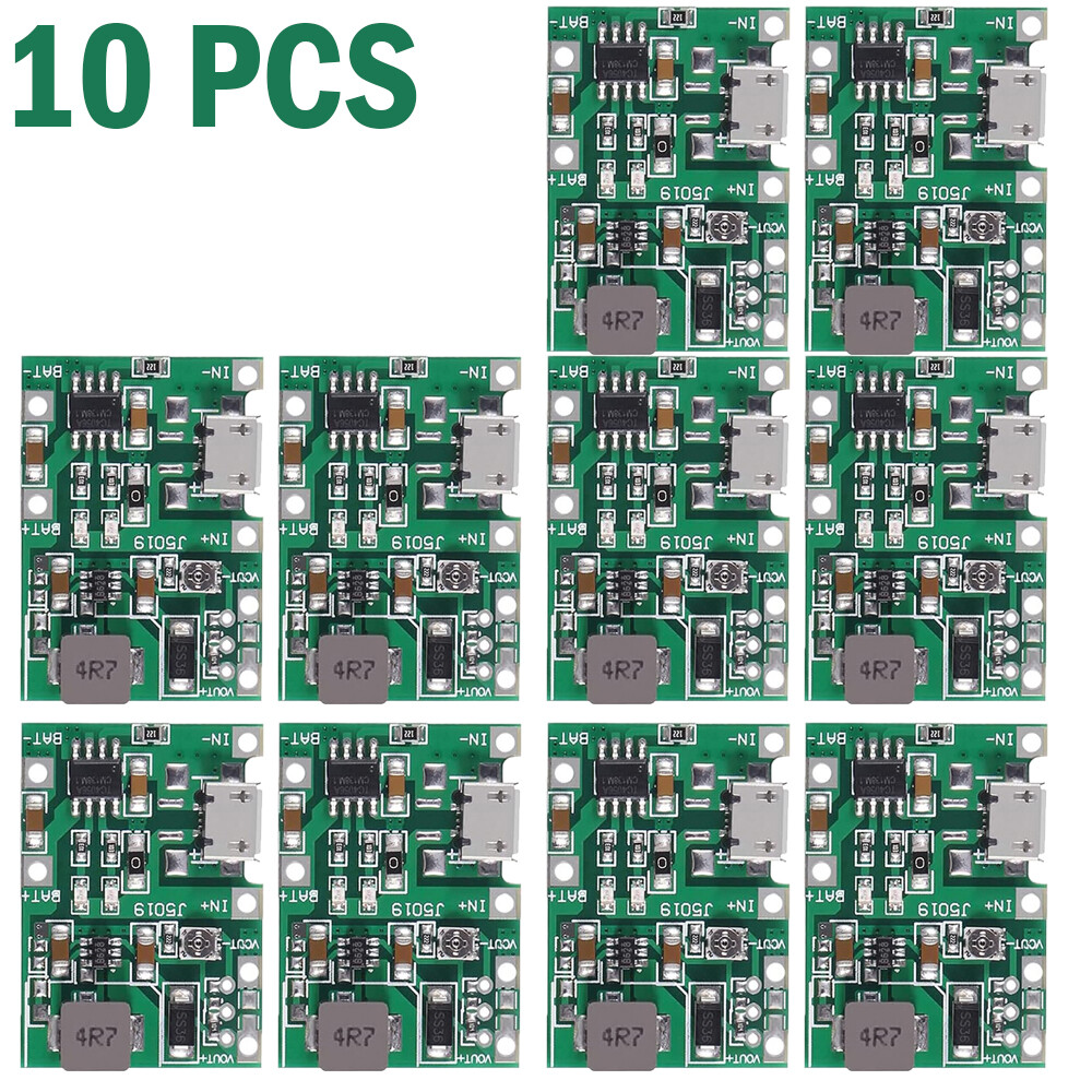 10PK Micro USB 3.7V 18650 Lithium Li-ion Battery Charger Module Boost Step up 5V