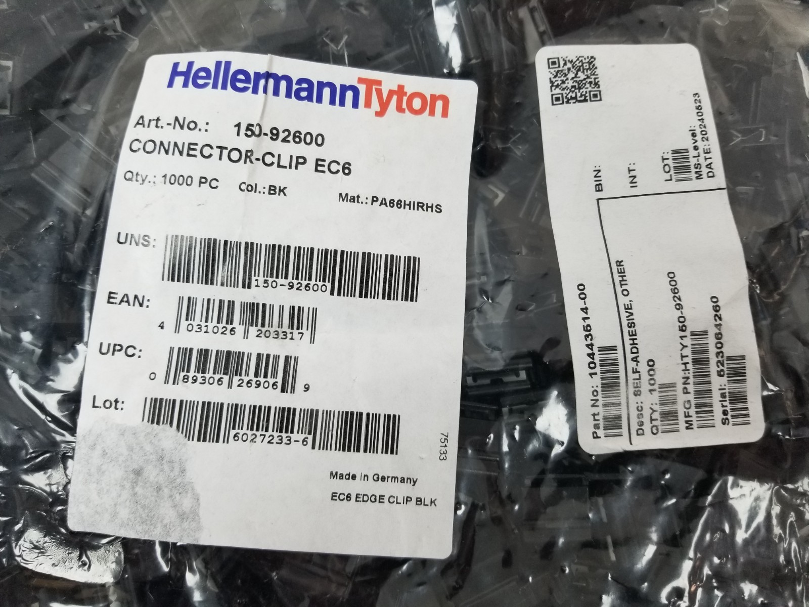 1000 Hellermann Tyton 150-92600 Connector Clip with Edge Clip EC6 Black NEW