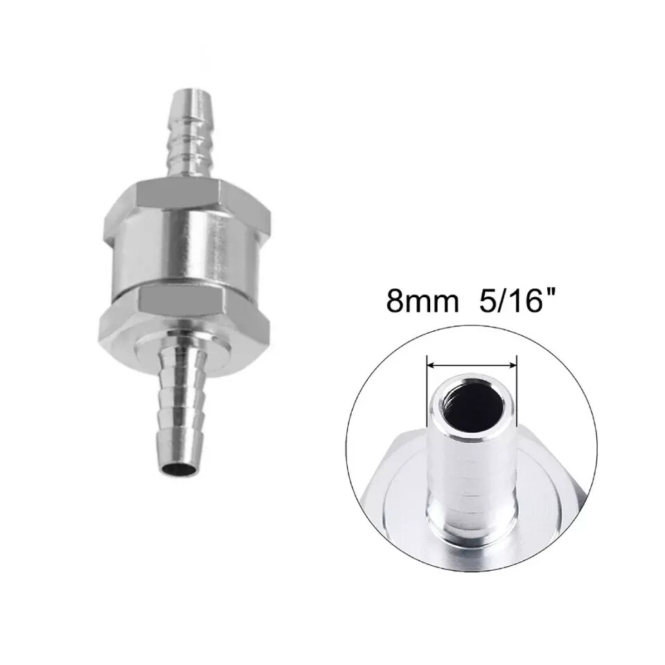 2 Pcs 8mm 5/16″ Fuel Non-Return One Way Check Valve Petrol Diesel Oil Aluminum