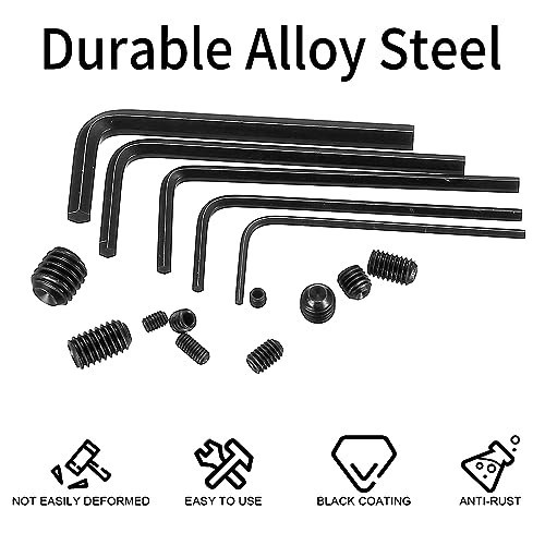 Set Screws Assortment Kit, 400 Pcs M3/M4/M5/M6/M8 Allen Head Hex Socket Grub Scr