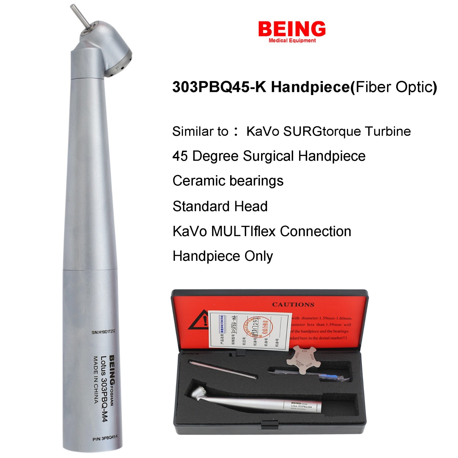 BEING Dental Turbine 45° Angle Surgical Handpiece Fiber Optic For KAVO MULTIflex