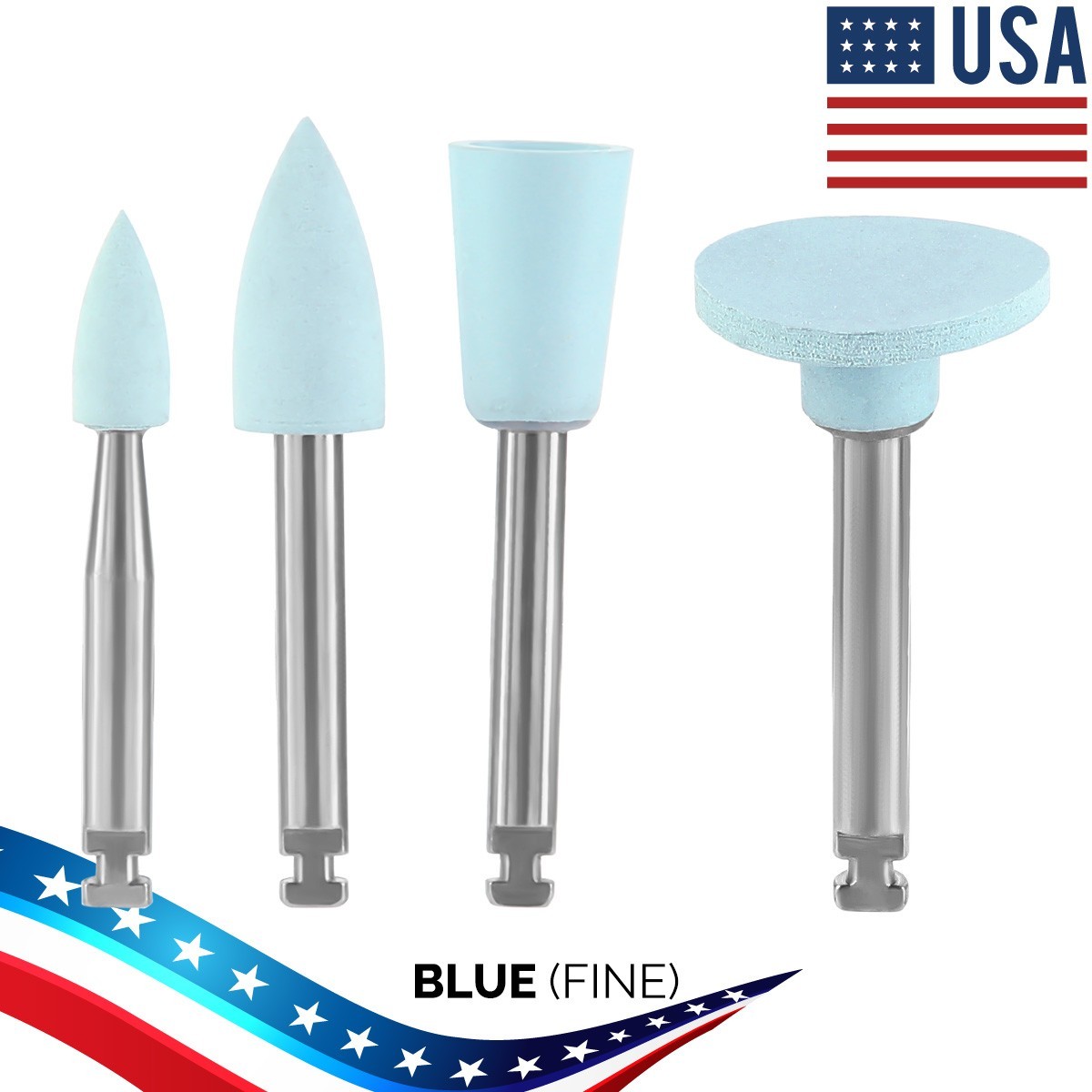 AZDENT 12Pcs Dental Composite Polishing Burs Kit RA Silicone Polisher 2.35mm