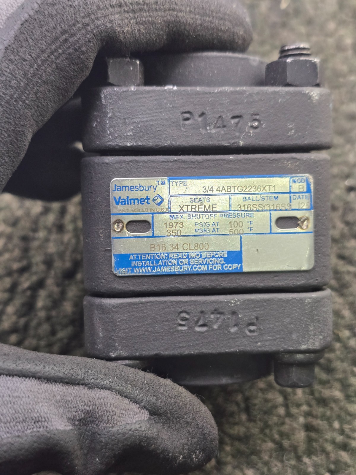 Jamesbury 4ABTG2236XT1 3/4 Inch Ball Valve CL800 WCB N9144