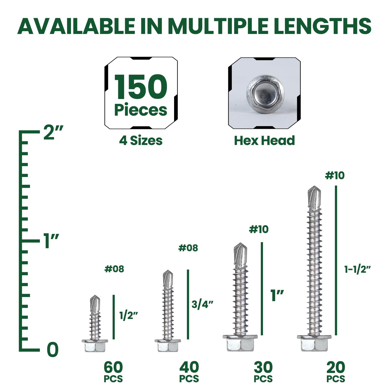 150 PCS Self Drilling Screws for Metal, Wood & Plastic – 410 Stainless Steel …