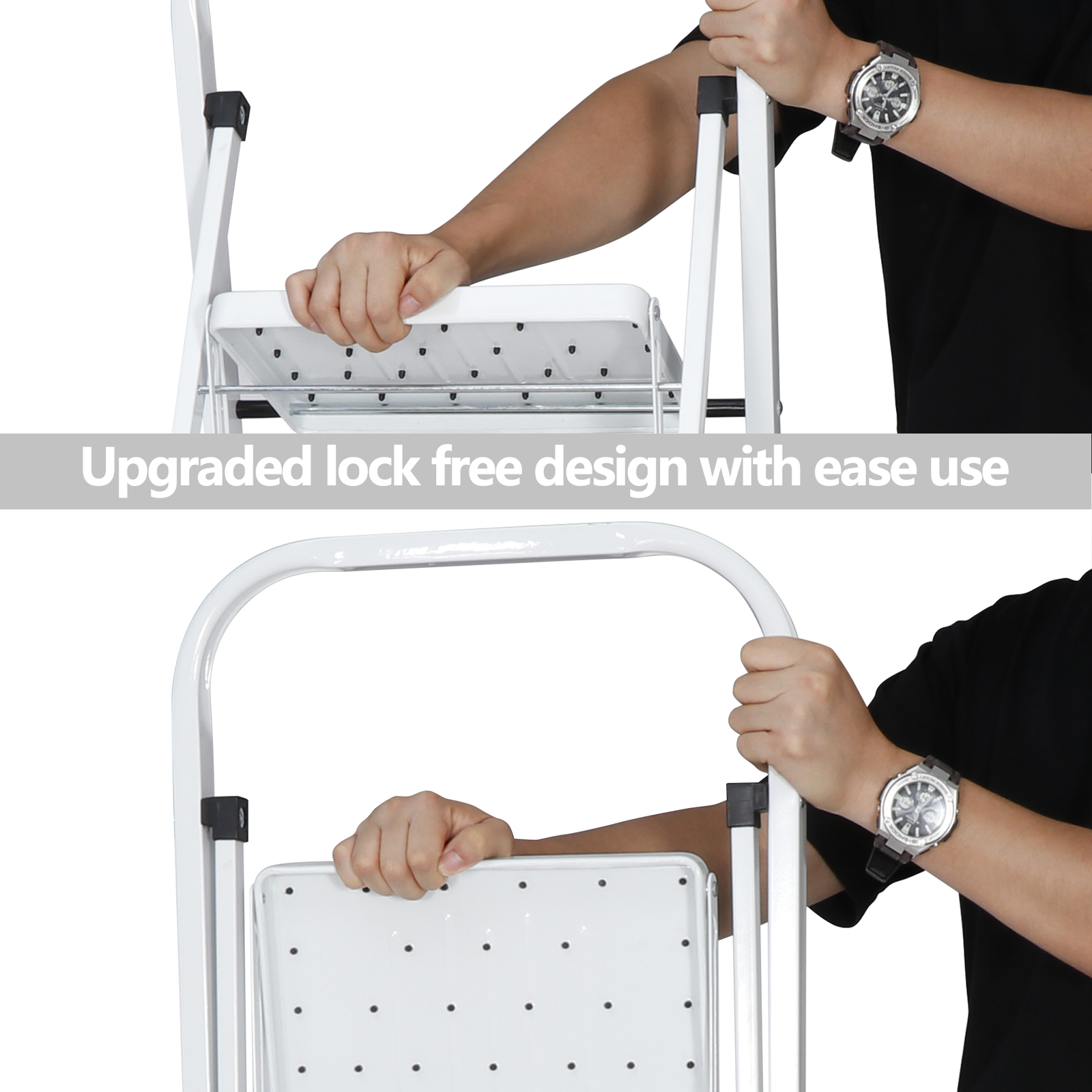 4 Step Ladder Lightweight Folding Step Stool Convenient Handgrip Sturdy Wide