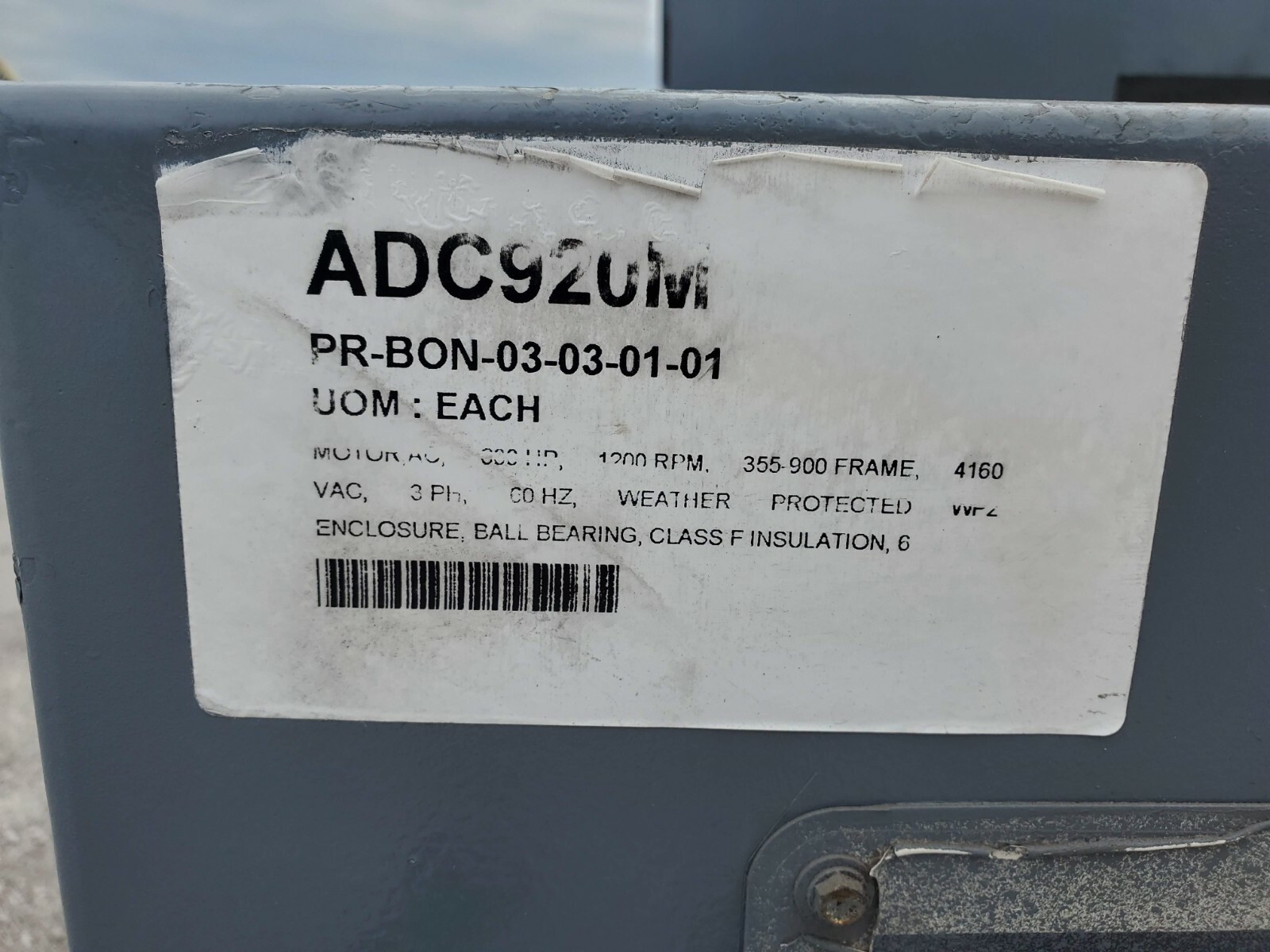 Rebuilt 600 HP 1200 RPM Toshiba 4160 Volt Frame 355 900 Electric Motor WP2