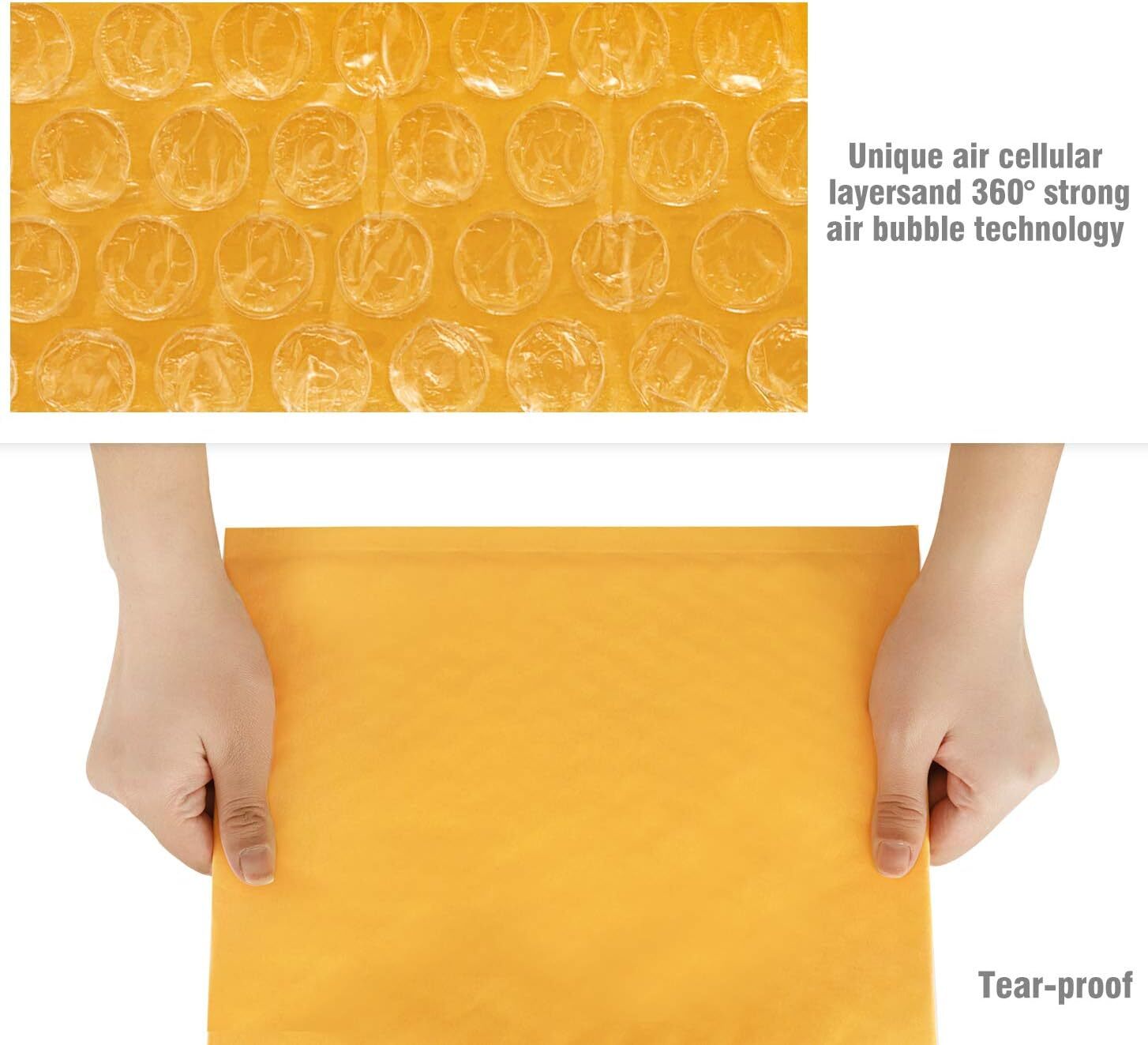 50Pcs Bubble Mailers, 4X8 Inches Self Seal Kraft Poly Mailers, Padded Env