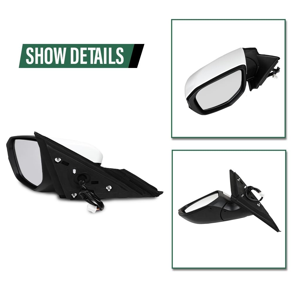 Left Power Mirror Manual Folding 3-Pin Honda Civic 2016-2021 White HO1320283