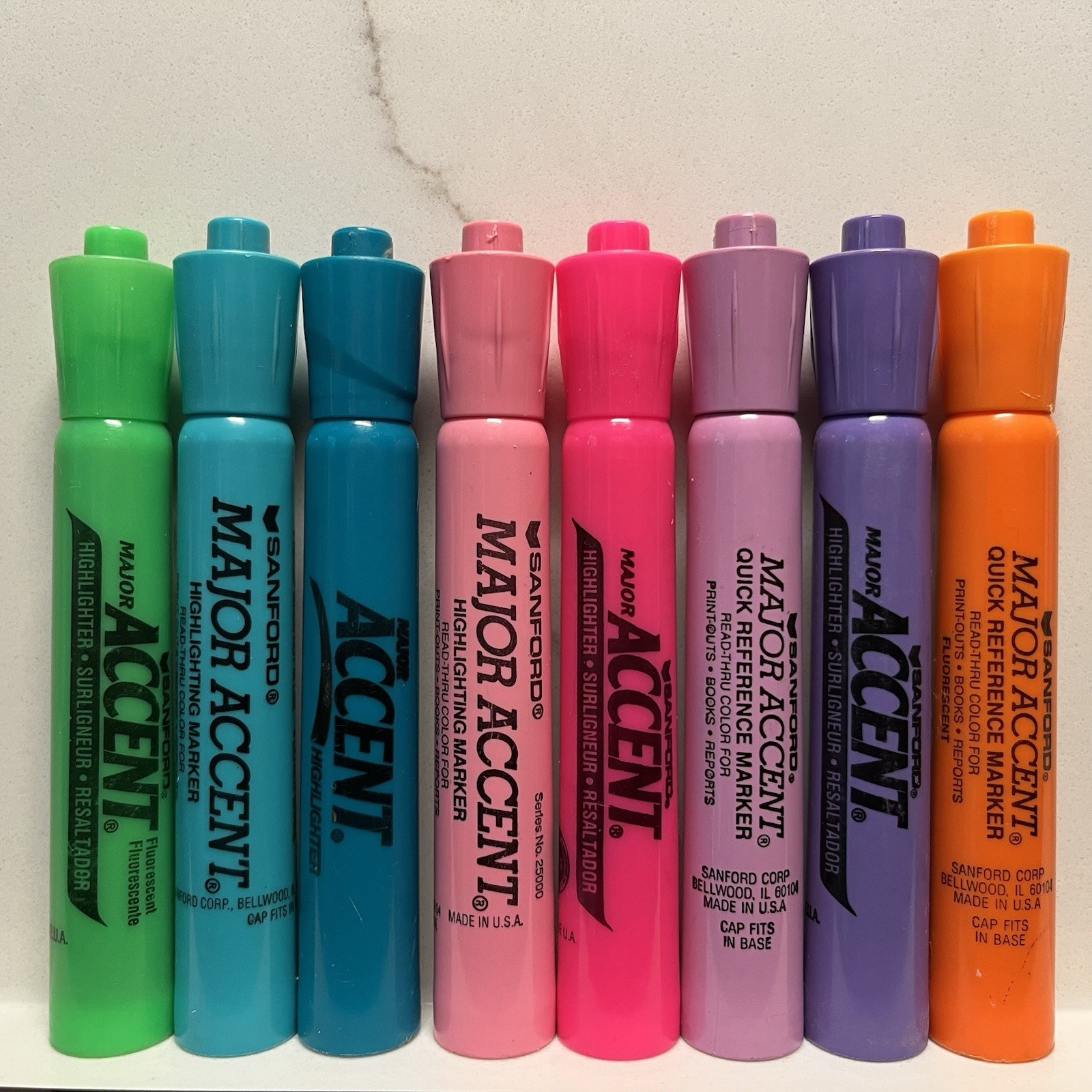 8 Vintage Sanford Major Accent Highlighters Chisel Green Blue Pink Purple Orange