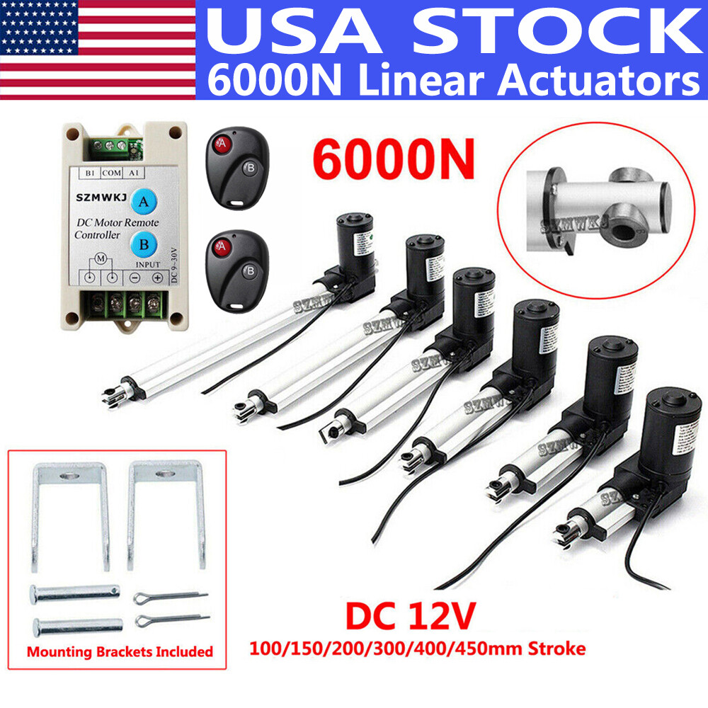 USA Linear Actuator 4″-18″ 6000N Wireless Remote Control Heavy Duty 12V DC Motor