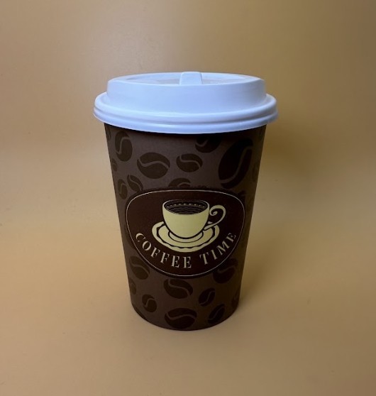 12 oz Disposable Paper Coffee Cups Coffee Bean Design and optional Lids
