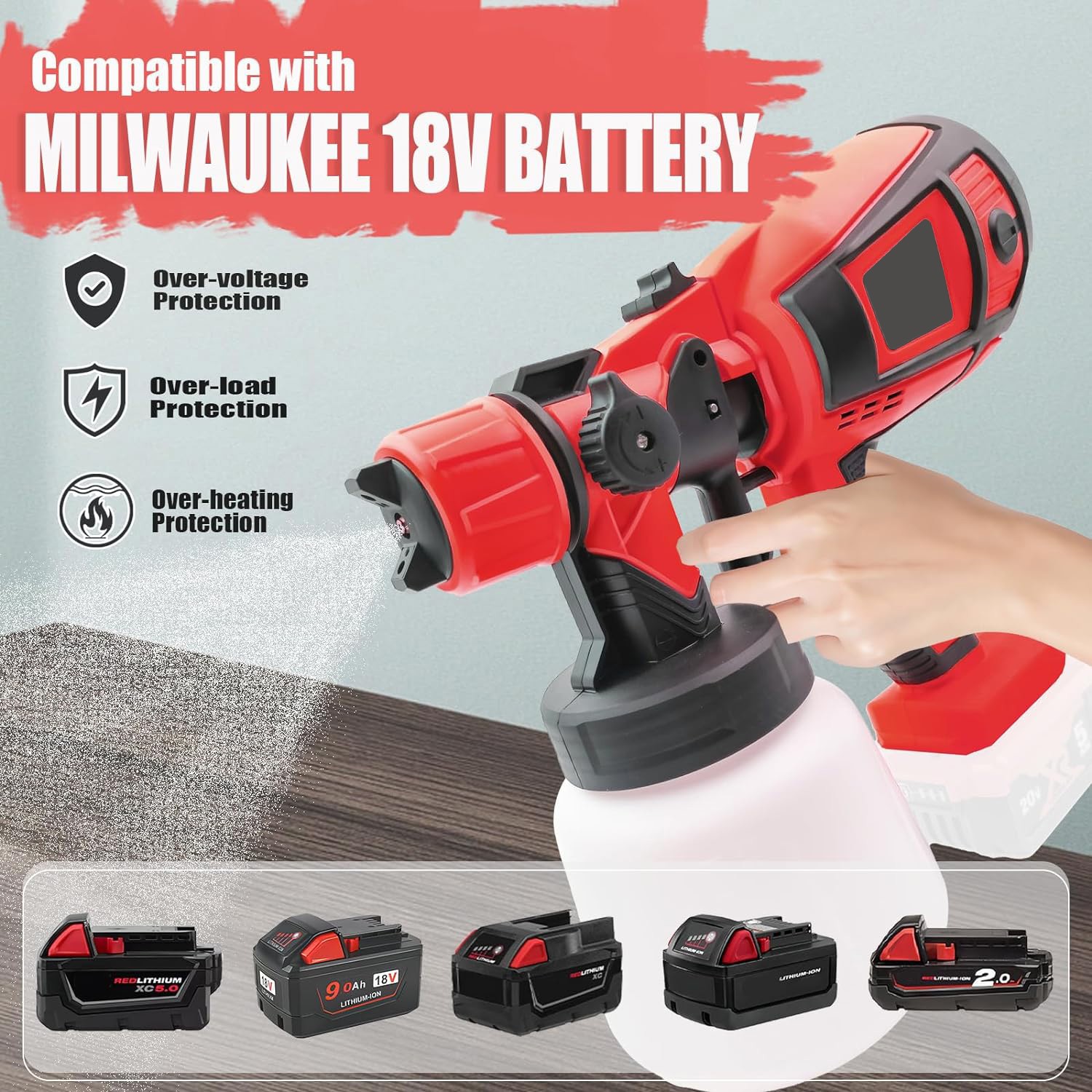 Milwaukee Paint Spray System + 1000ml Bucket (Battery Not Included)