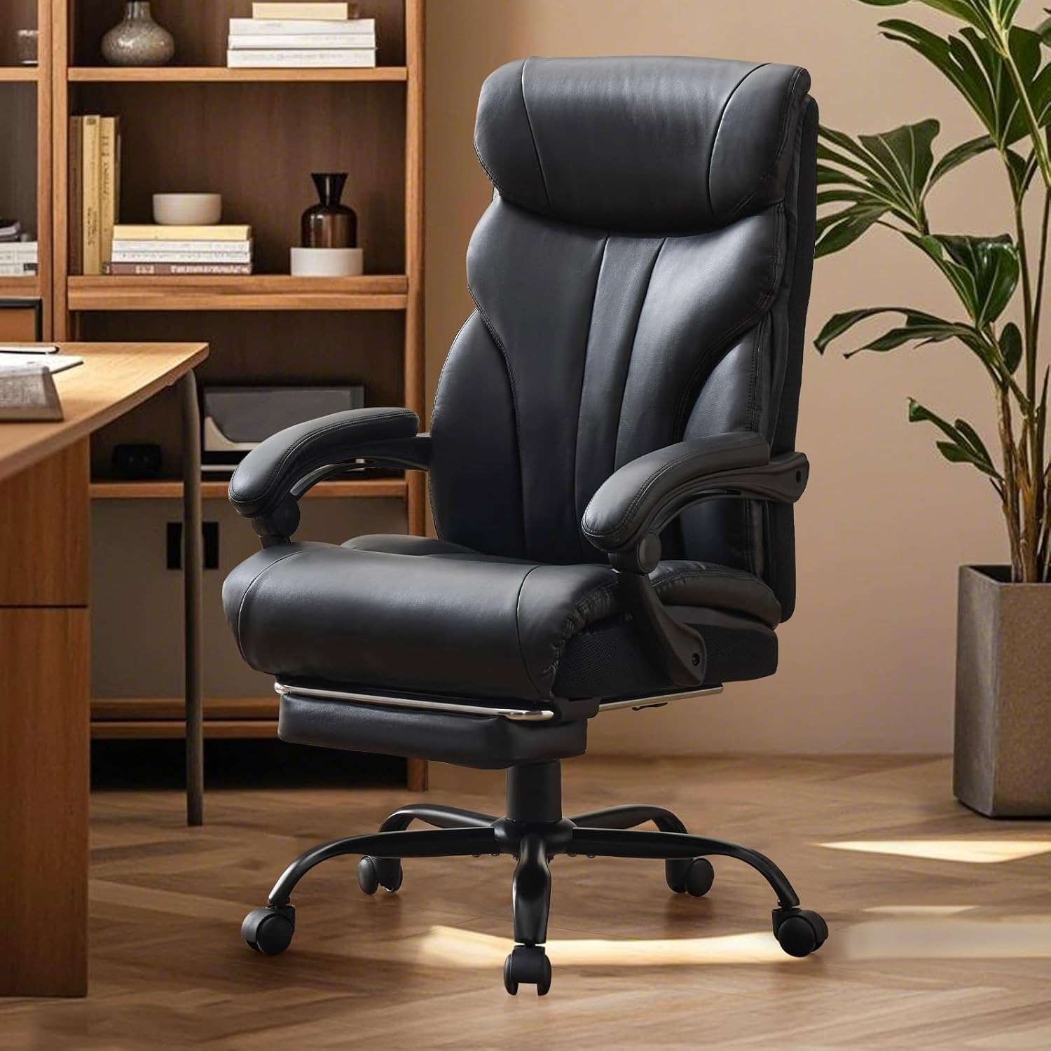 500lbs Big and Tall Office Chair with Footrest Wide Ergonomic Computer Chair