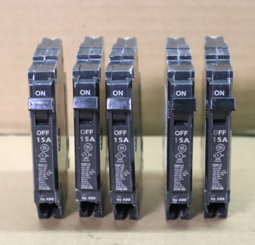 5 GE THQP115 15A 120V 1 POLE TYPE TQP CIRCUIT BREAKER