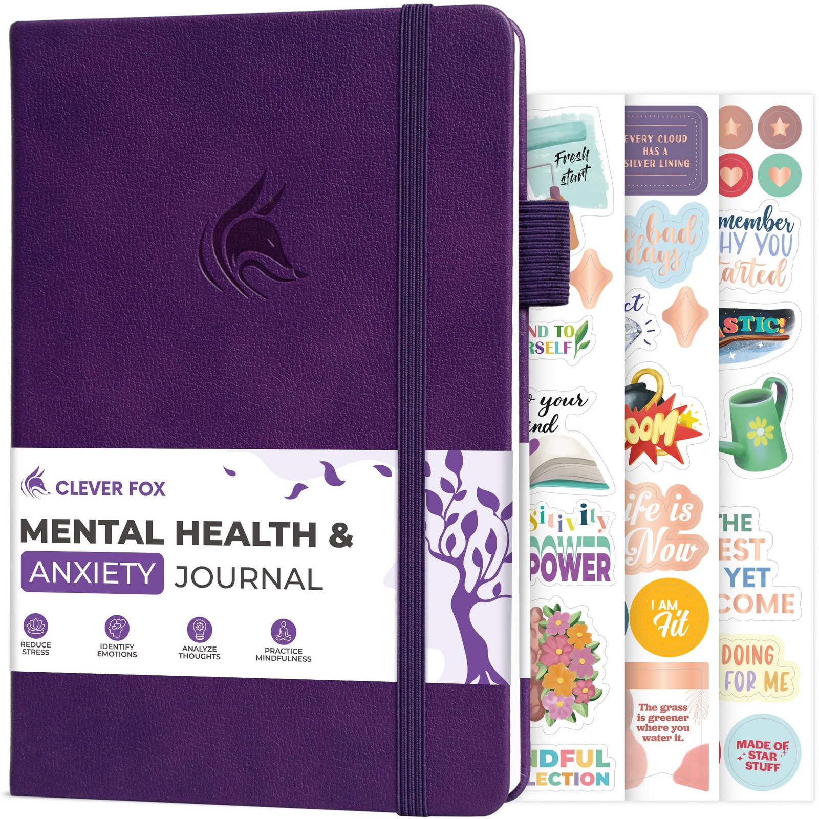Clever Fox Mental Health & Anxiety Journal – Guided A5 (5.8″ x 8.3″), Purple
