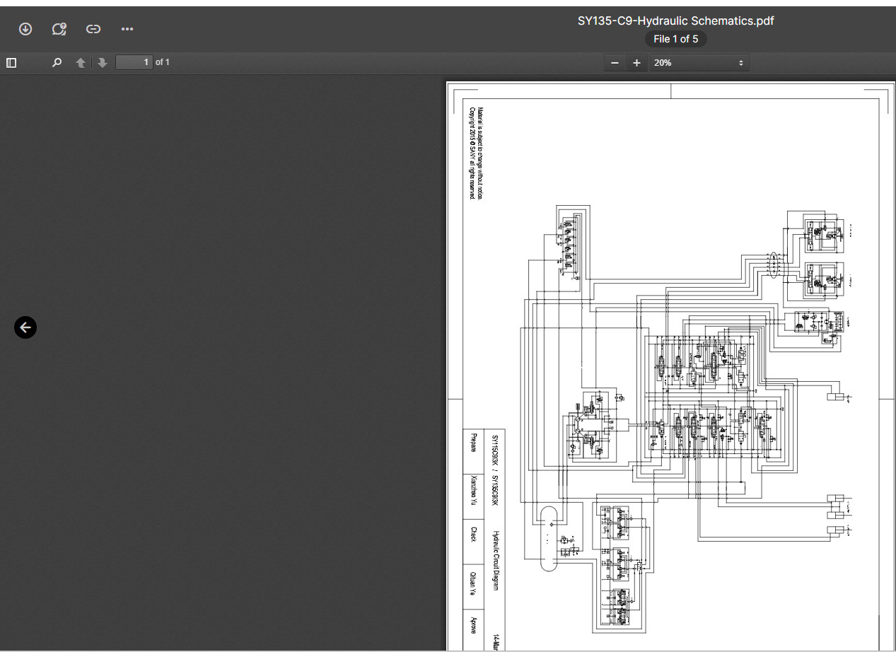 SANY SY135C9 EXCAVATOR SERVICE MANUAL OPERATION AND MAINTENANCE PARTS BOOK PDF
