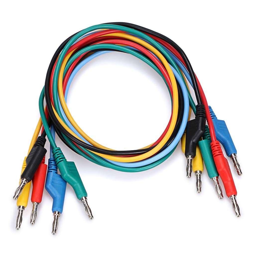 Sumnacon 5pcs Banana to Plug 3.3Ft/1M, Black, Blue, Green, Red, Yellow
