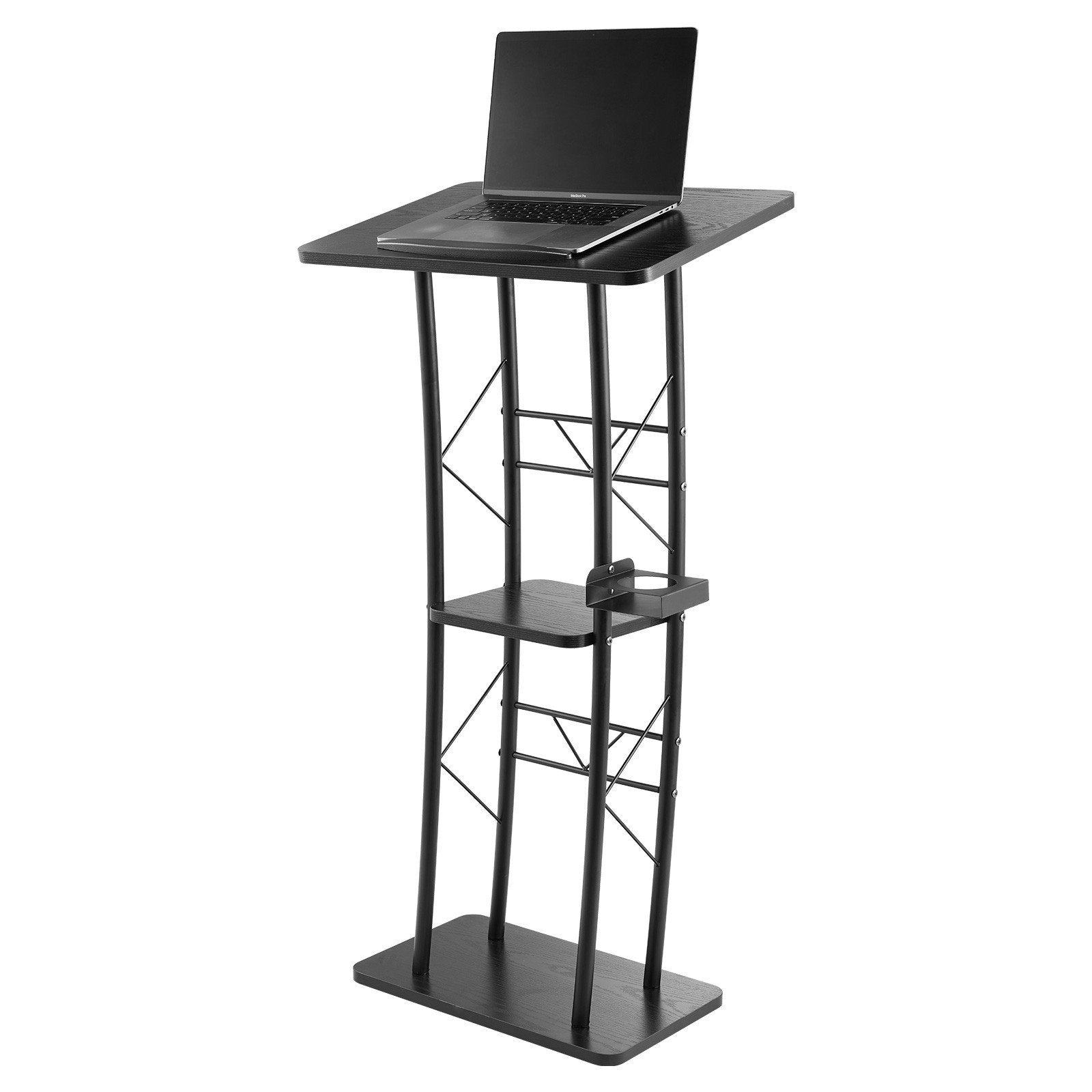 Podium Stand Metal/Acrylic/Wooden Lectern Storage Shelf Classroom Wedding Speech