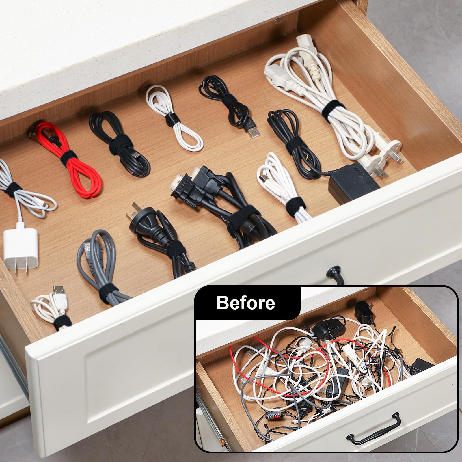 Bridas para cables para organización de cables, fijación ajustable, multiusos.