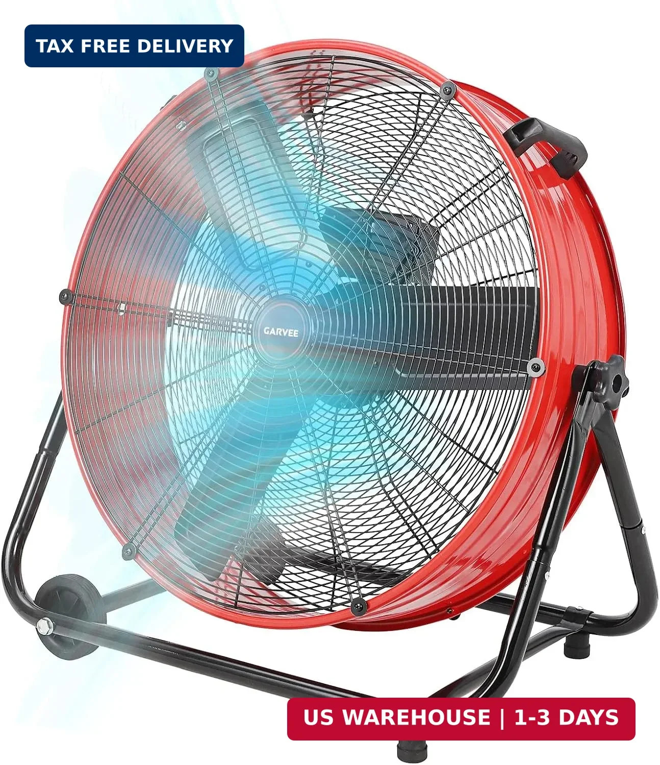 Garvee Industrial Floor Fan 24 in, Heavy Duty Drum Fan with Adjustable 3 Speed 4