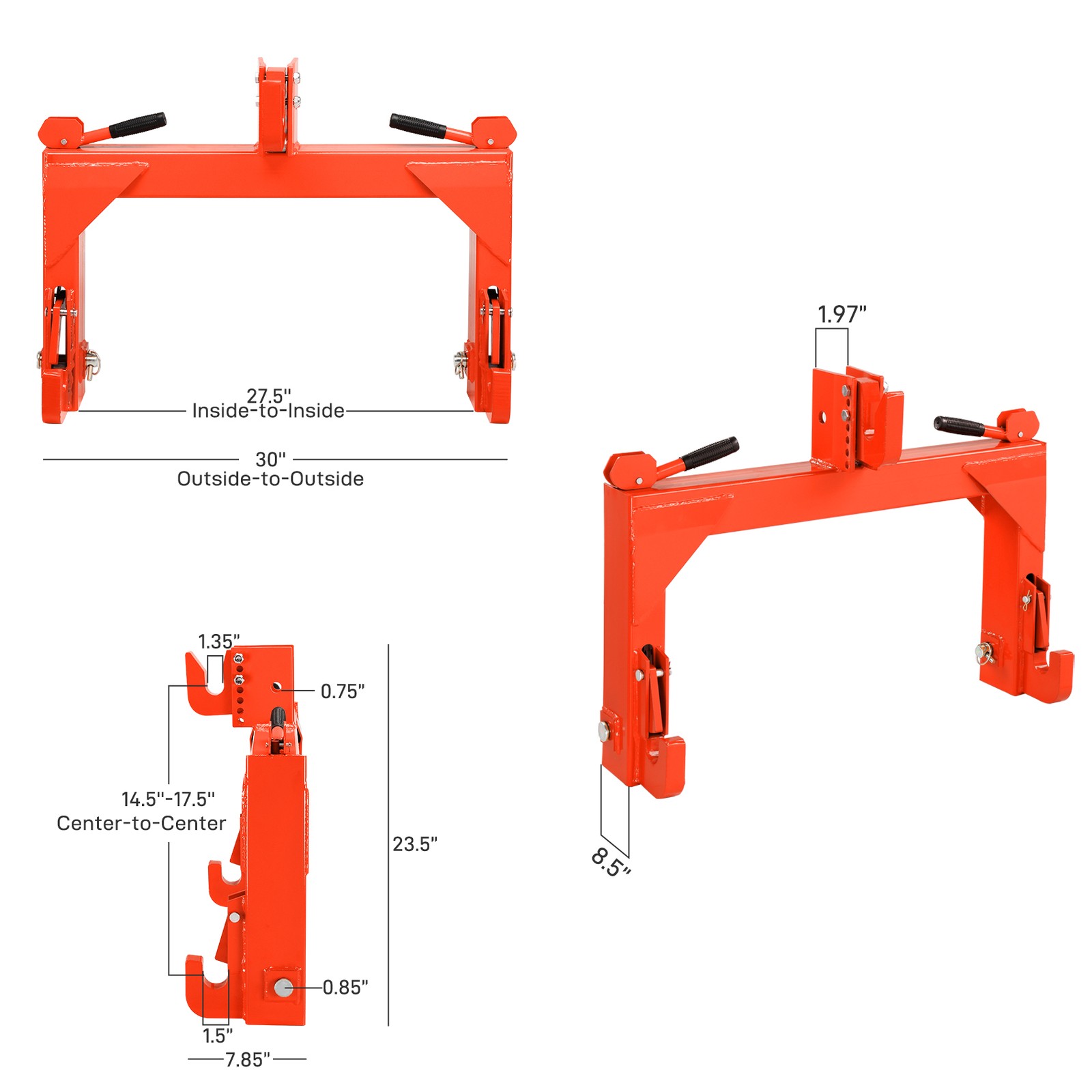3 Point Quick Hitch Adapter Attach For Category 1 & 2 Cat 1 Cat2 Tractor 3000lb