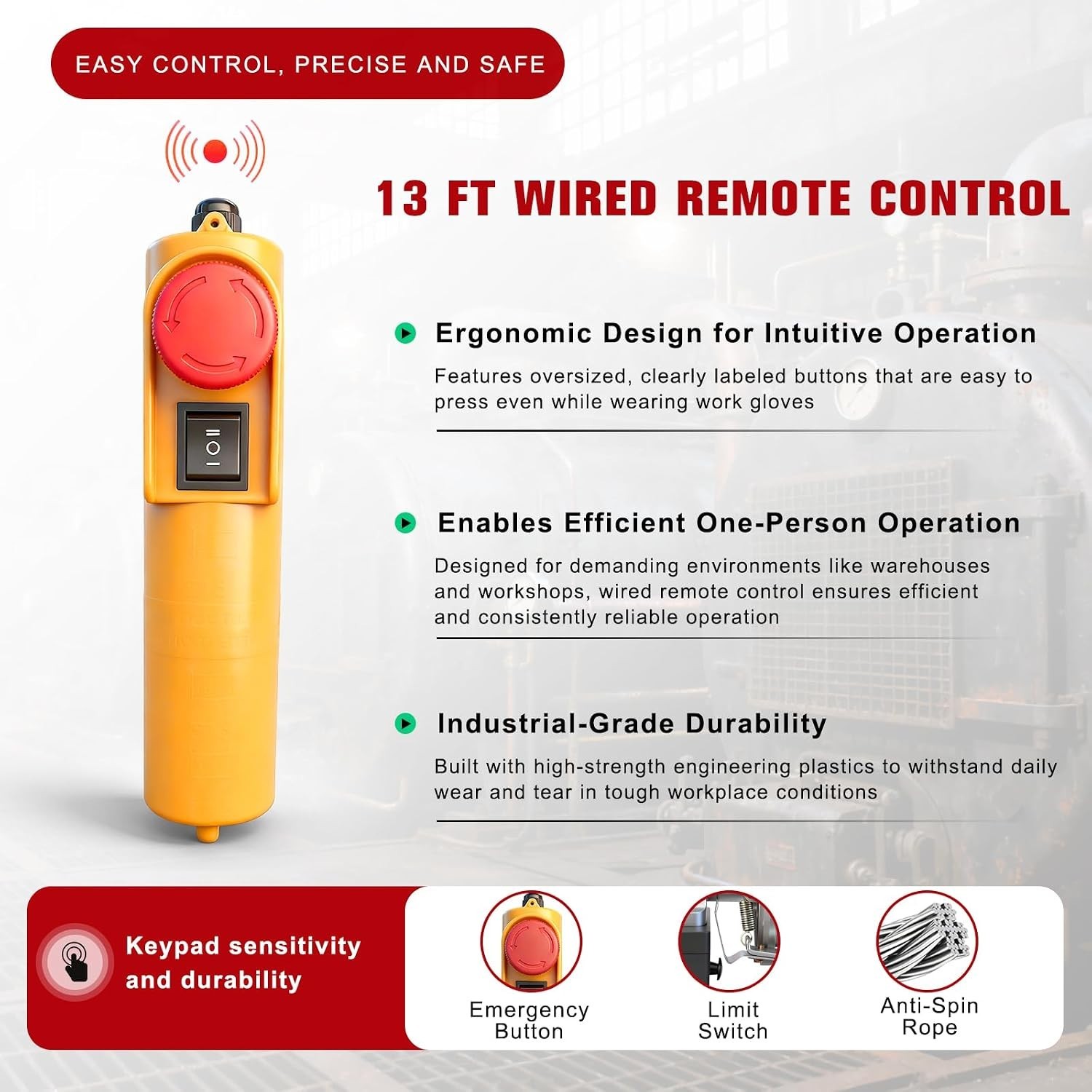 440Lbs Electric Hoist with Remote Control,510W Electric Winch with Zinc-Plate…