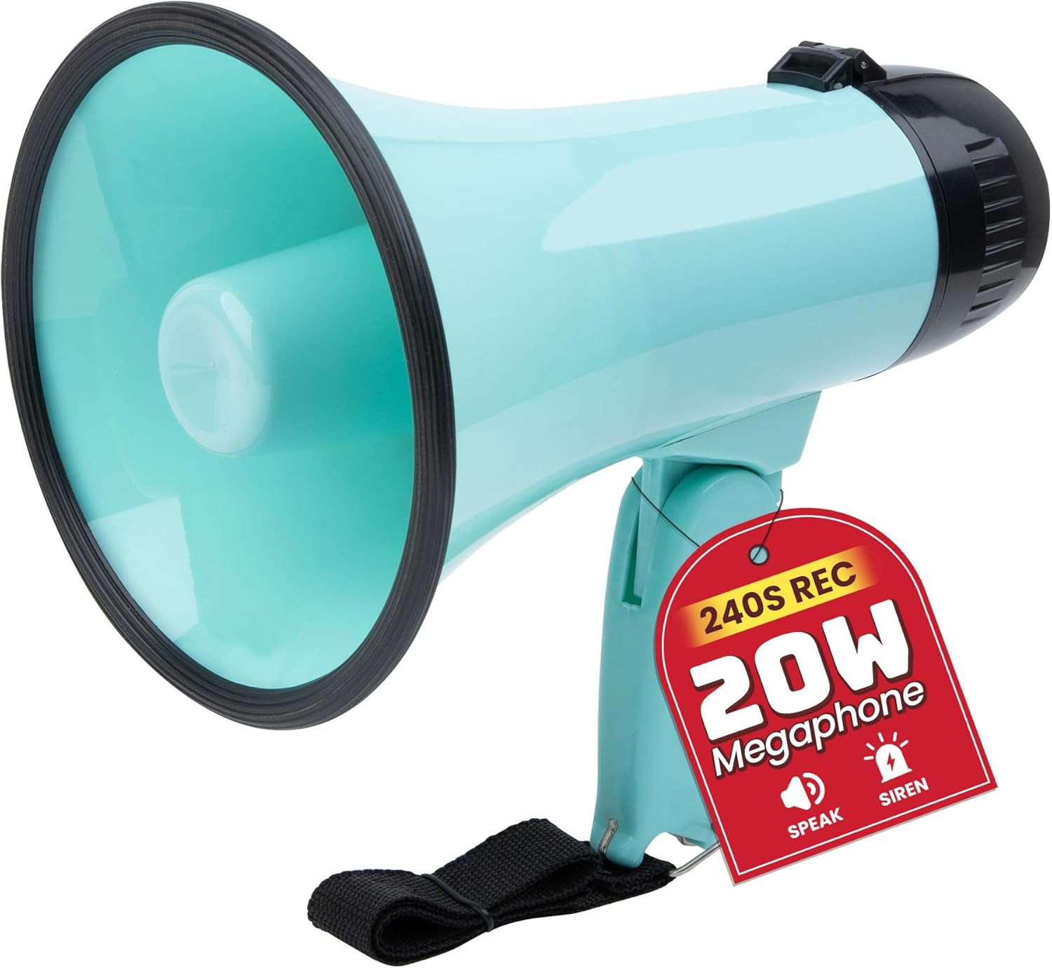 Mymealivos 20W Megaphone Bullhorn, Built in Siren & 240S Recording, 5.4″×8.6″ Po