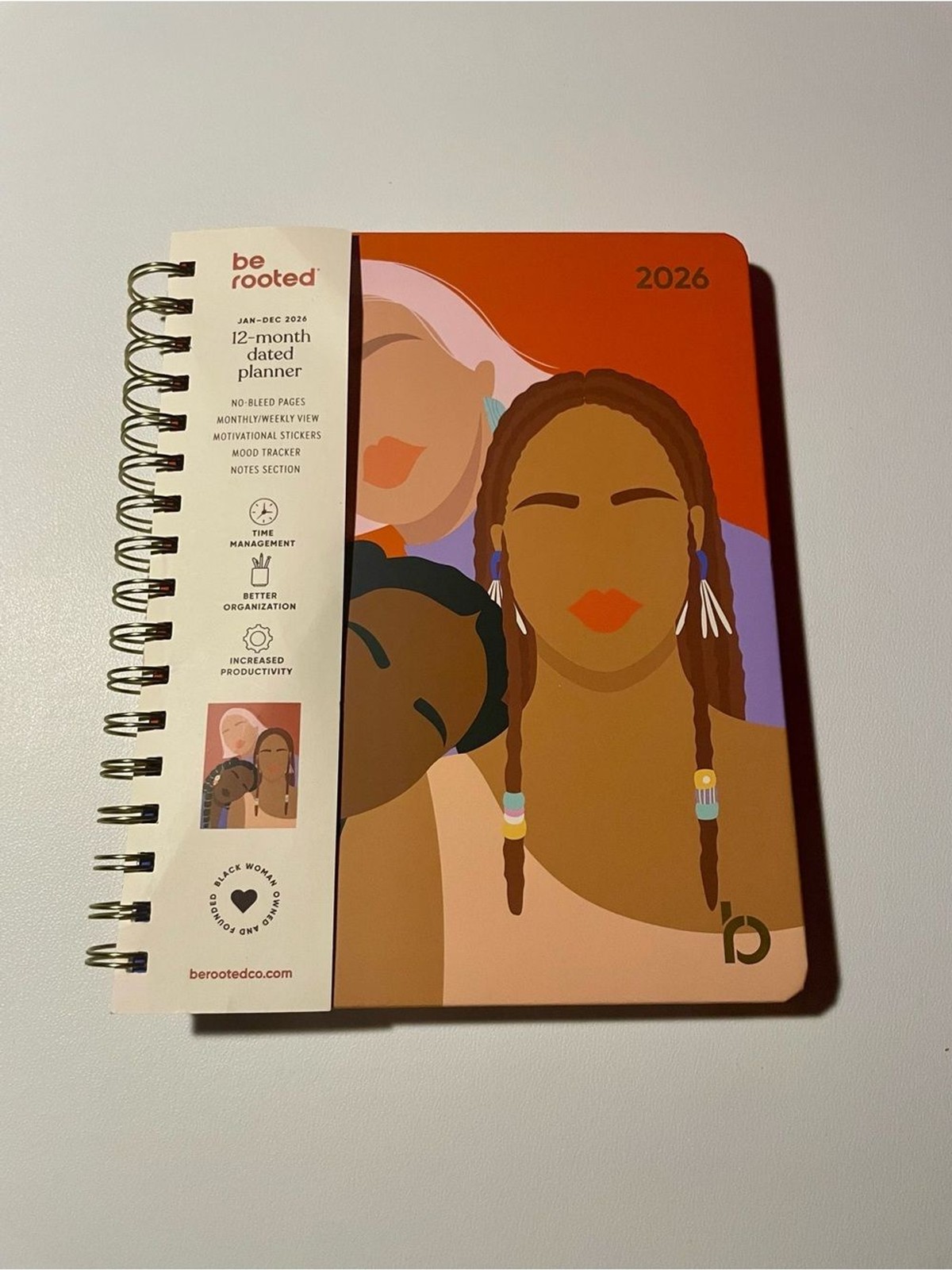 Be Rooted 2026 Illustrated Spiral Planner – Rust & Peach 12 Month Day Plans NWT