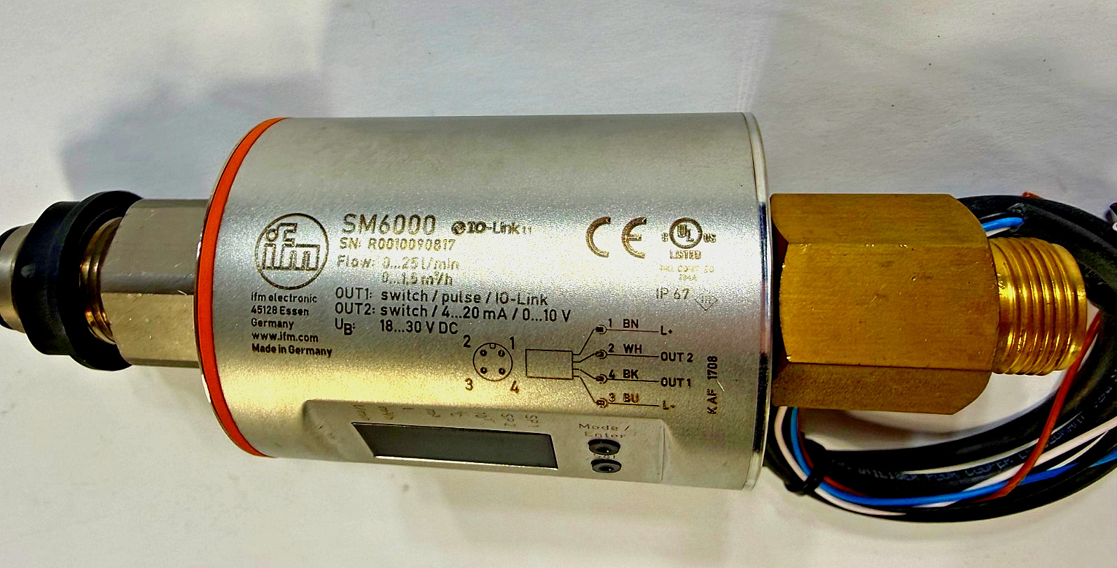 IFM Efector SM6000 Magnetic-Inductive Flow Meter 0-25I/Min 20mA 18-30VDC IP67