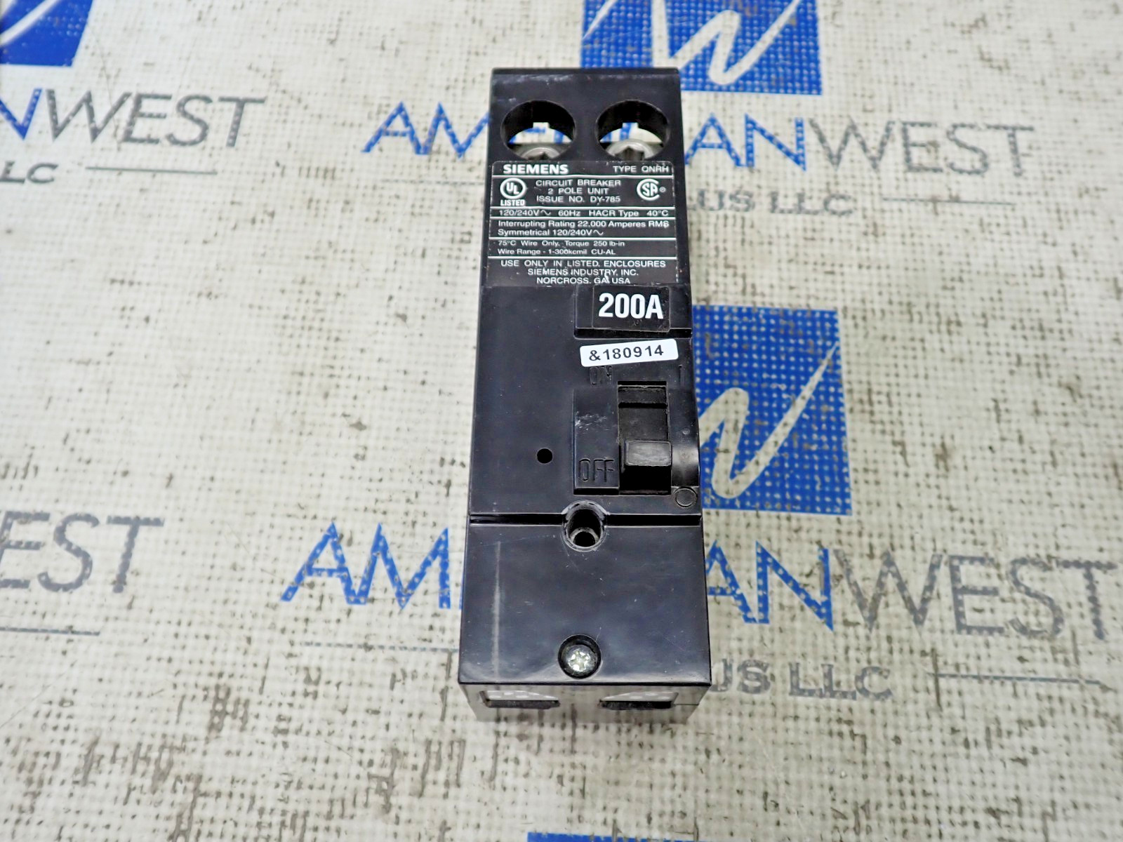 Siemens QN2200RH 200 Amp 120/240V 2 Pole 22KA Circuit Breaker tested