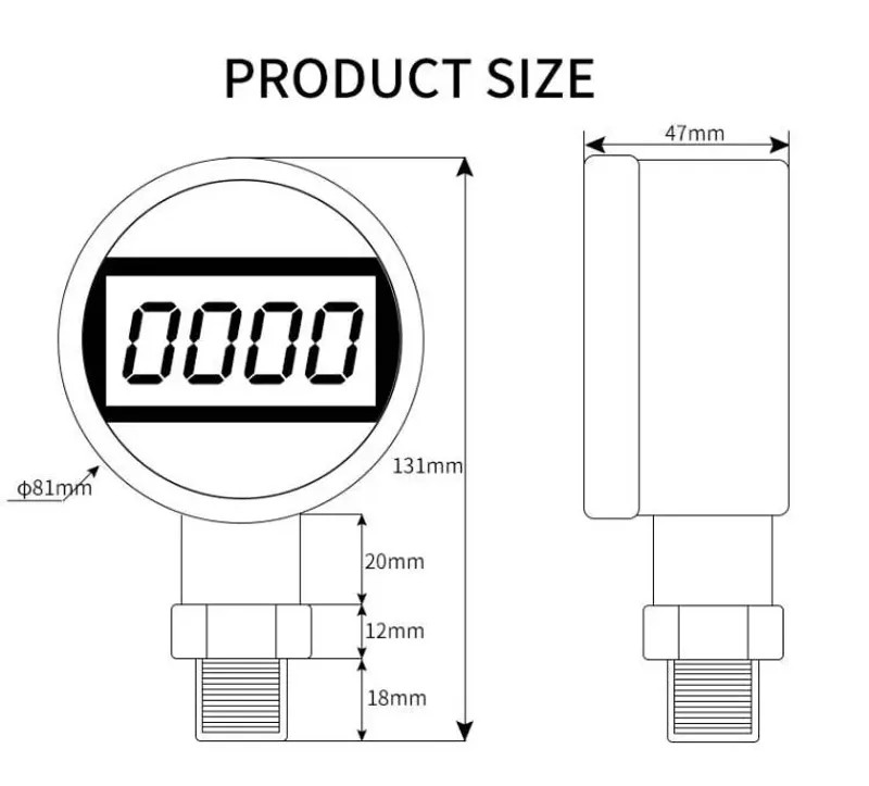 High Pressure Hydraulic Gauge 0-30/40/60MPa G1/4 80mm 0.5%FS Accuracy Radial