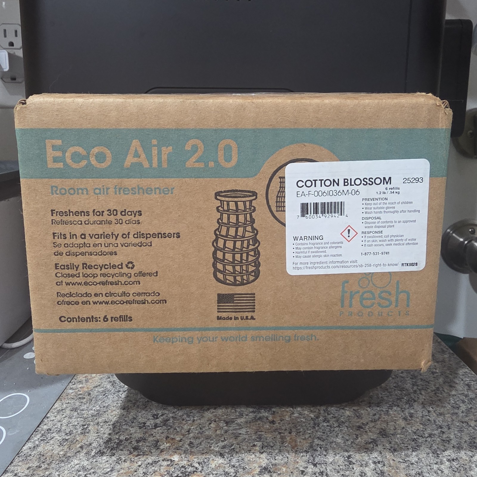 Fresh Products EA36CB 2.89 oz. Air Freshener Refill – Cotton Blossom (6/Box) New